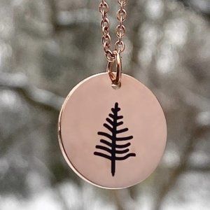 Pine Tree Dime Necklace - Rose Gold